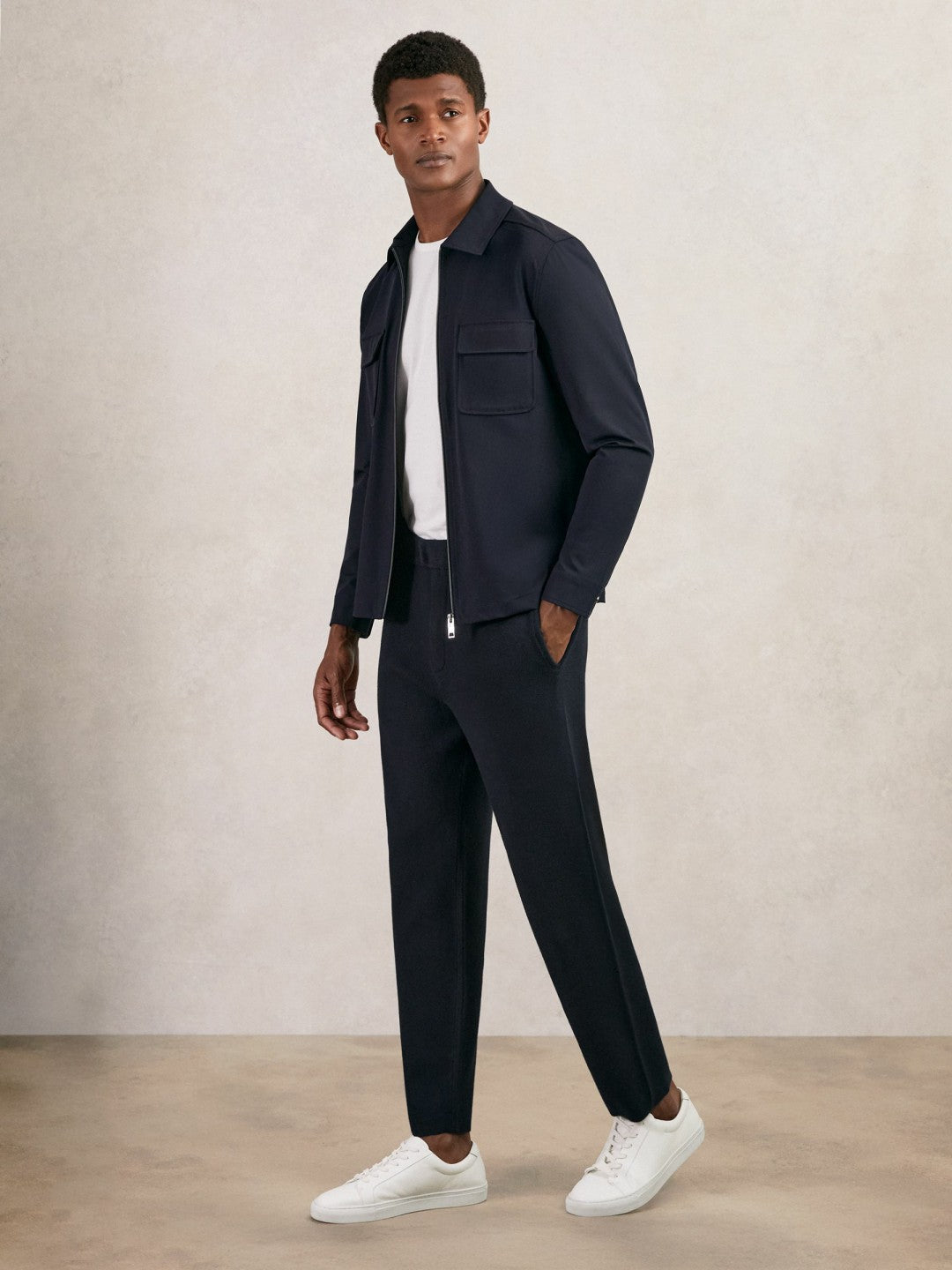 Tapered Knitted Trousers in Navy | Reiss Men Exclusive