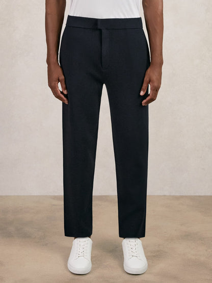 Tapered Knitted Trousers in Navy | Reiss Men Exclusive