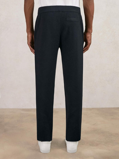 Tapered Knitted Trousers in Navy | Reiss Men Exclusive