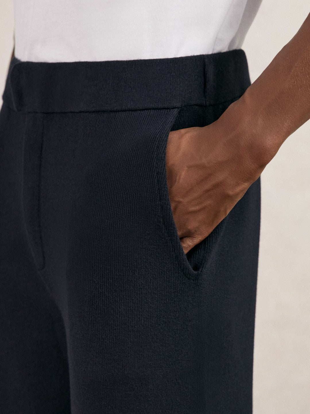 Tapered Knitted Trousers in Navy | Reiss Men Exclusive