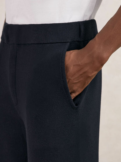 Tapered Knitted Trousers in Navy | Reiss Men Exclusive