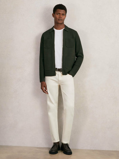 Four-Pocket Zip-Through Cardigan in Forest Green | Reiss Men New