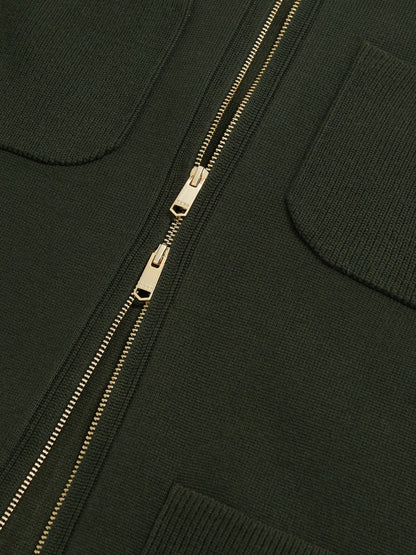 Four-Pocket Zip-Through Cardigan in Forest Green | Reiss Men New