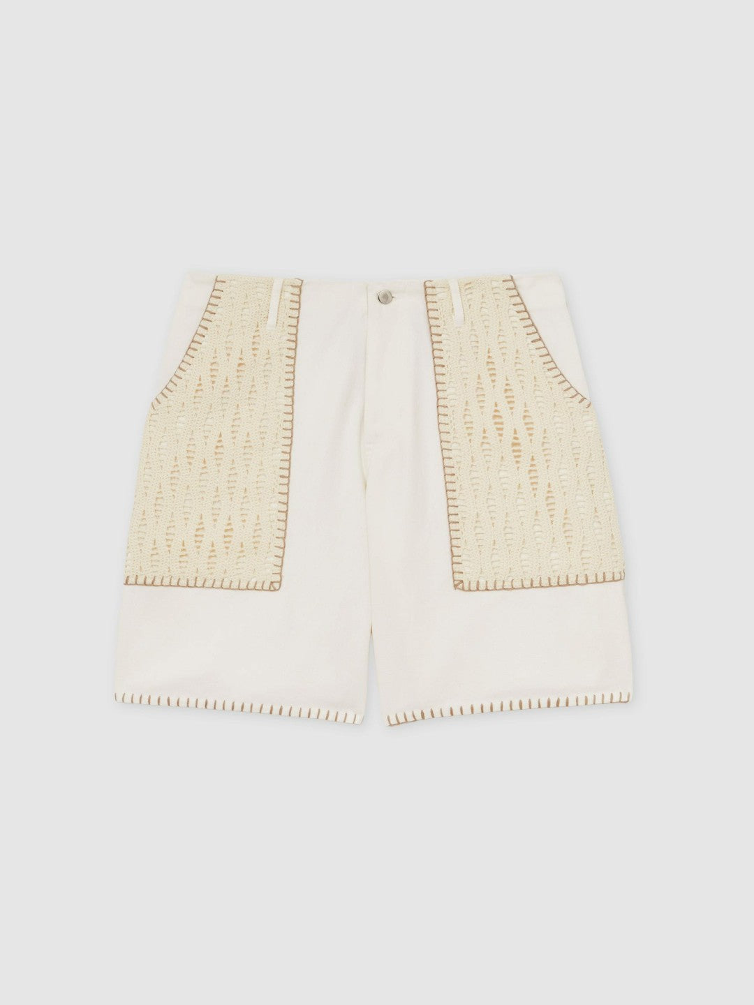 | Tom Daley Crochet Denim Shorts in Off White | Reiss Men Best Seller