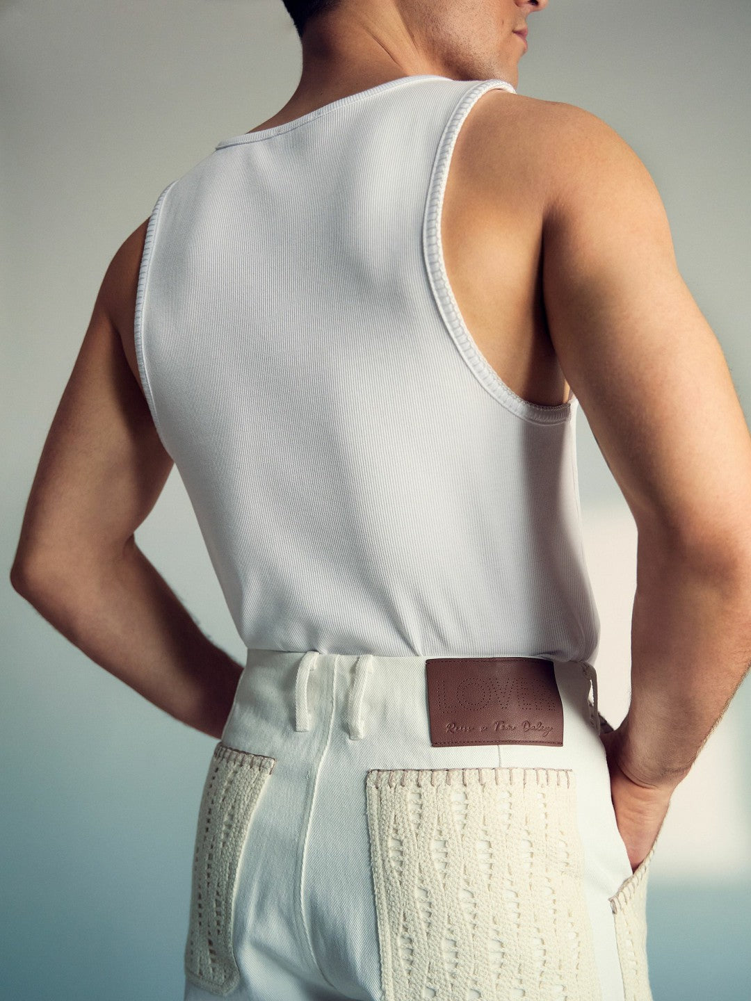 | Tom Daley Crochet Denim Shorts in Off White | Reiss Men Best Seller