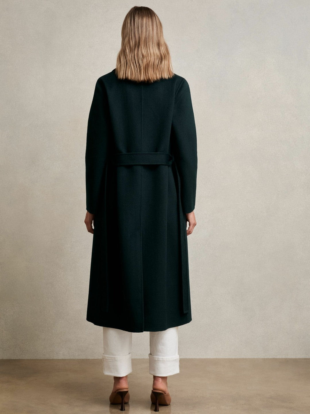 Petite Double-Breasted Blindseam Coat Wool-Blend in Green | Reiss Women Exclusive