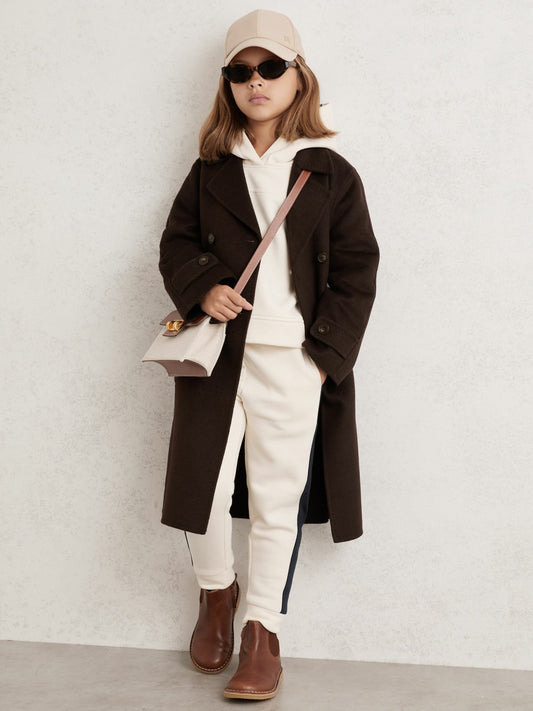9-13 yrs Double-Breasted Blindseam Wool-Blend Coat in Chocolate Brown | Reiss Children & Baby Best Seller