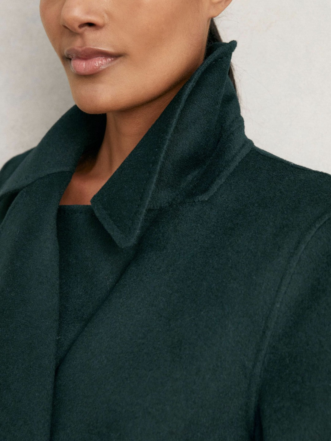 Double-Breasted Blindseam Coat Wool-Blend in Green | Reiss Women Signature