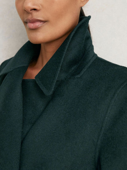 Double-Breasted Blindseam Coat Wool-Blend in Green | Reiss Women Signature