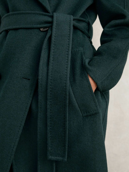 Double-Breasted Blindseam Coat Wool-Blend in Green | Reiss Women Signature