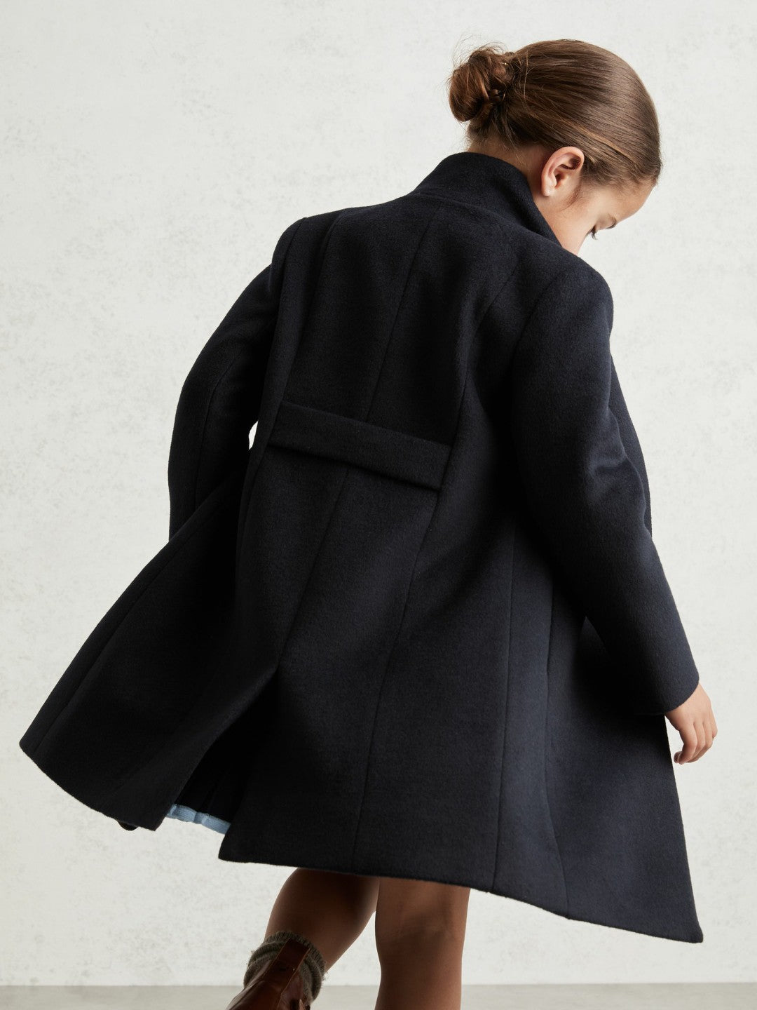Wool-Blend Funnel-Neck Coat in Navy | Reiss Children & Baby Exclusive