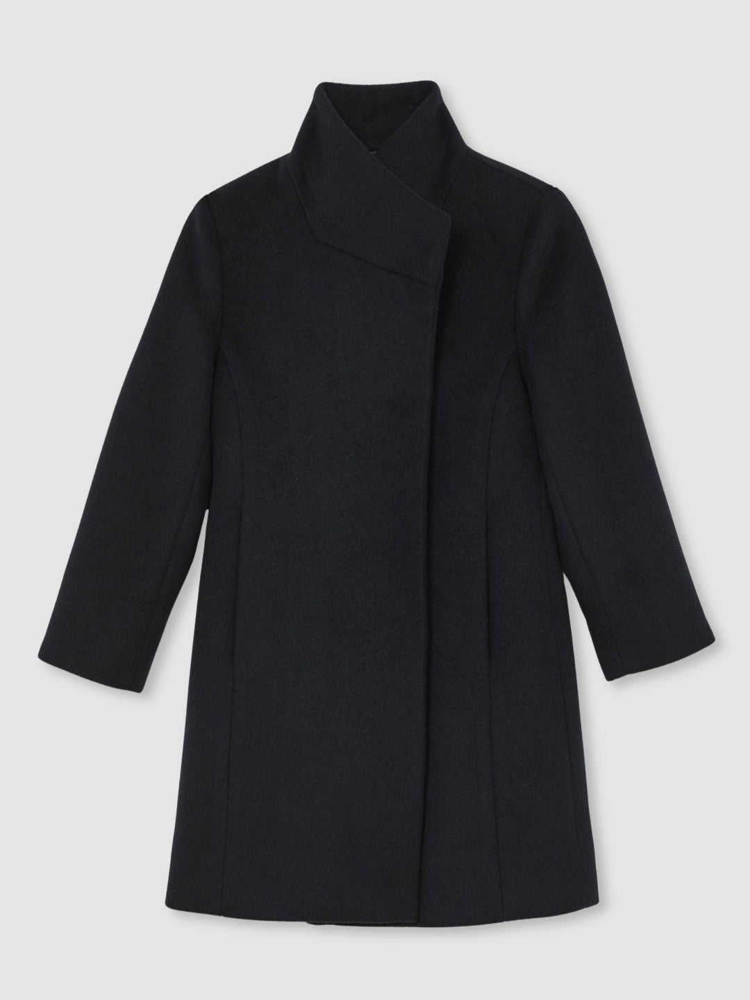 Wool-Blend Funnel-Neck Coat in Navy | Reiss Children & Baby Exclusive