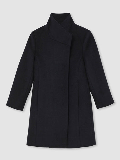 Wool-Blend Funnel-Neck Coat in Navy | Reiss Children & Baby Exclusive