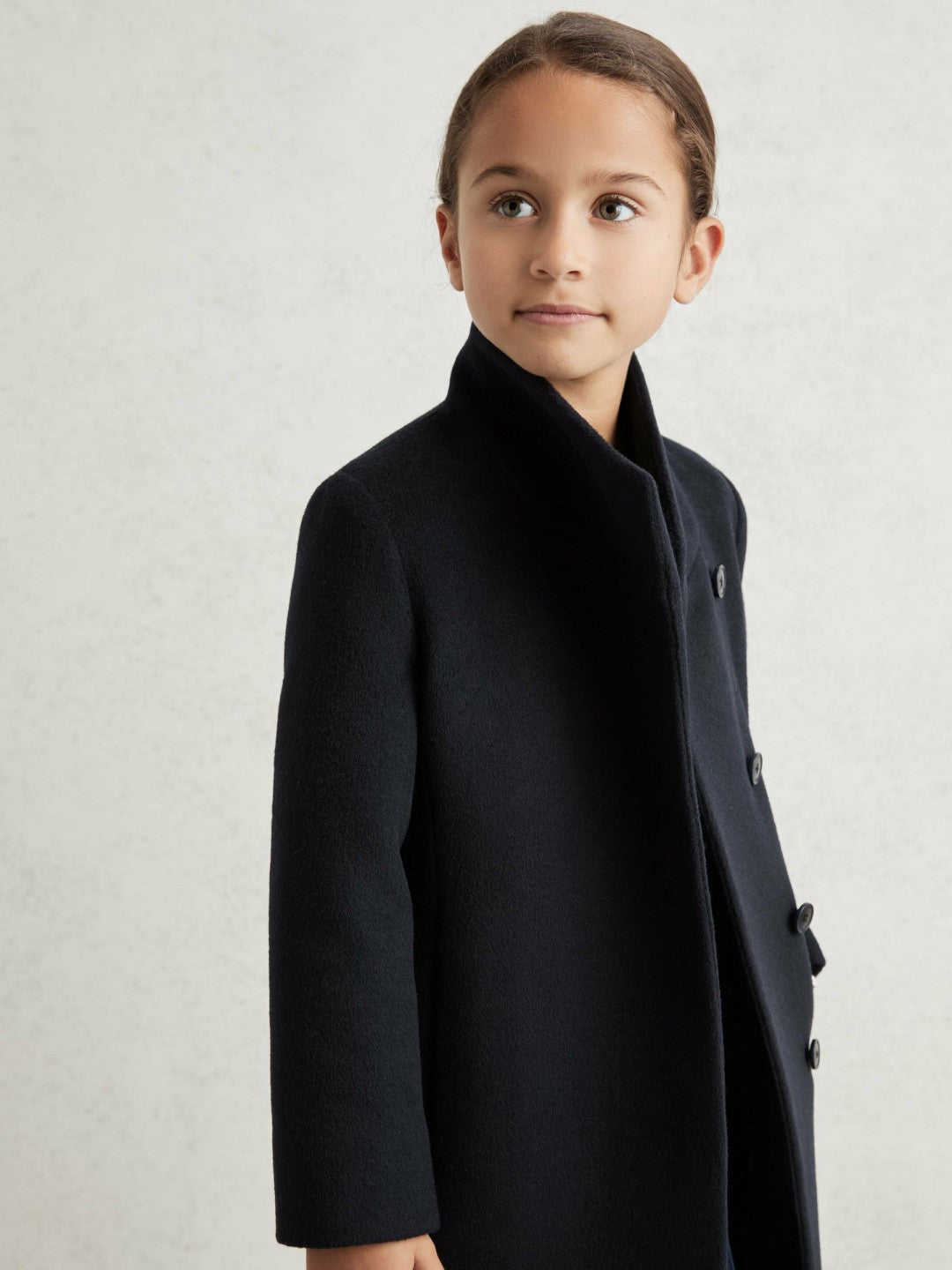 Wool-Blend Funnel-Neck Coat in Navy | Reiss Children & Baby Exclusive