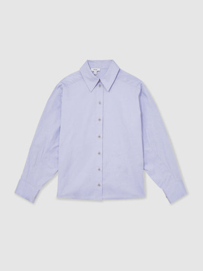 Cotton Button Through Oxford Shirt in Blue | Reiss Women Signature