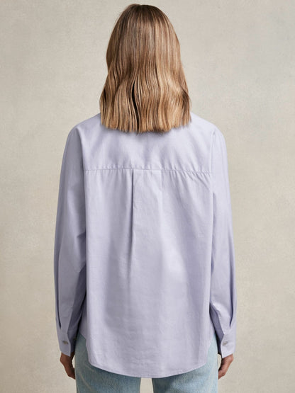 Cotton Button Through Oxford Shirt in Blue | Reiss Women Signature