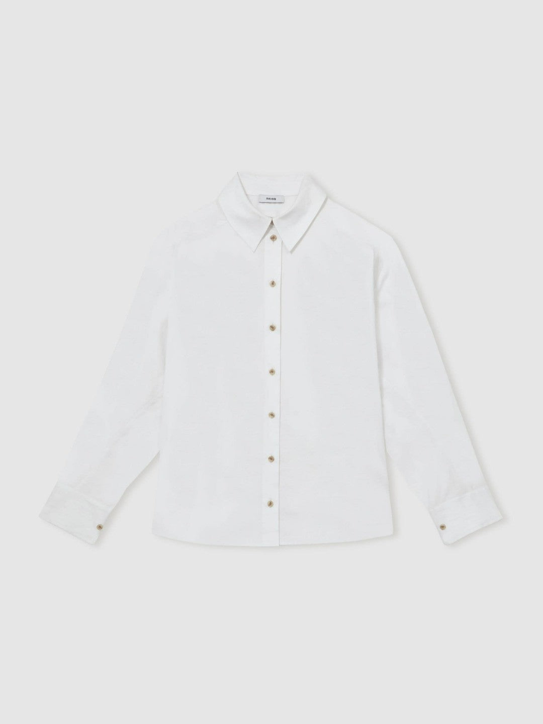 Cotton Button Through Oxford Shirt in White | Reiss Women Featured