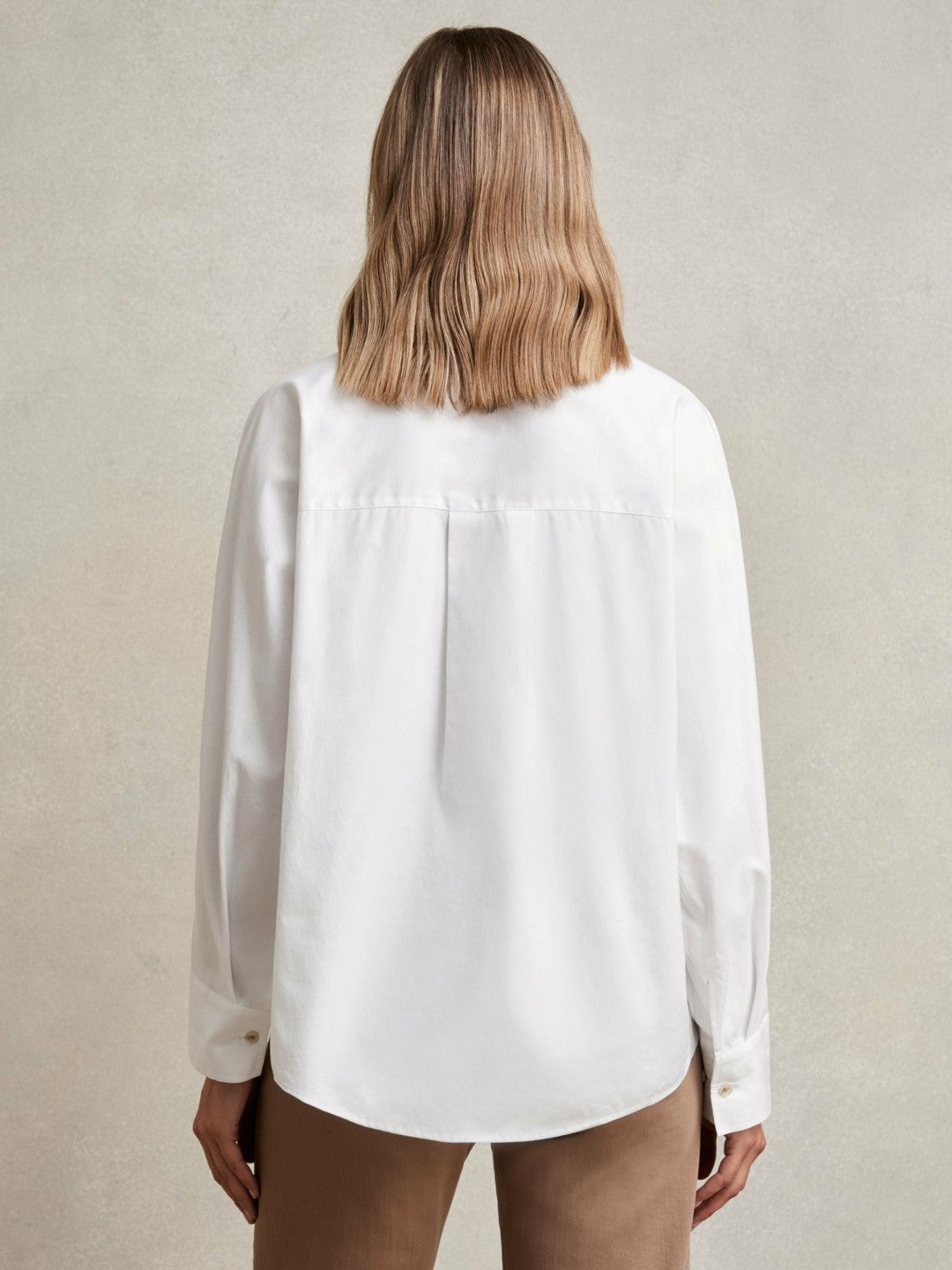 Cotton Button Through Oxford Shirt in White | Reiss Women Featured