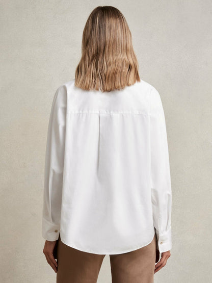 Cotton Button Through Oxford Shirt in White | Reiss Women Featured