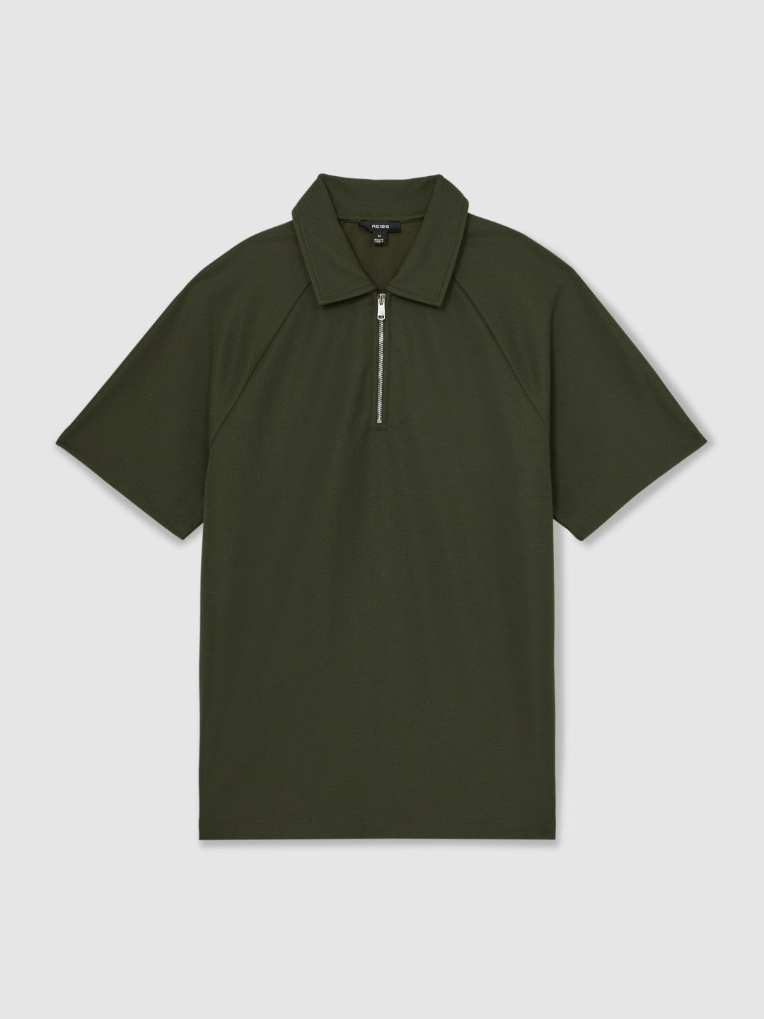 Textured Raglan Half-Zip Polo Shirt in Green | Reiss Men Popular