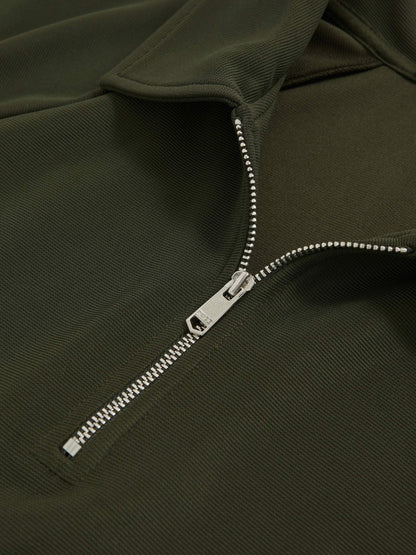 Textured Raglan Half-Zip Polo Shirt in Green | Reiss Men Popular