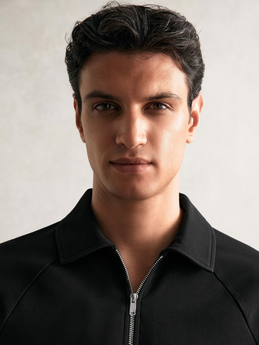 Textured Raglan Half-Zip Polo Shirt in Black | Reiss Men Popular