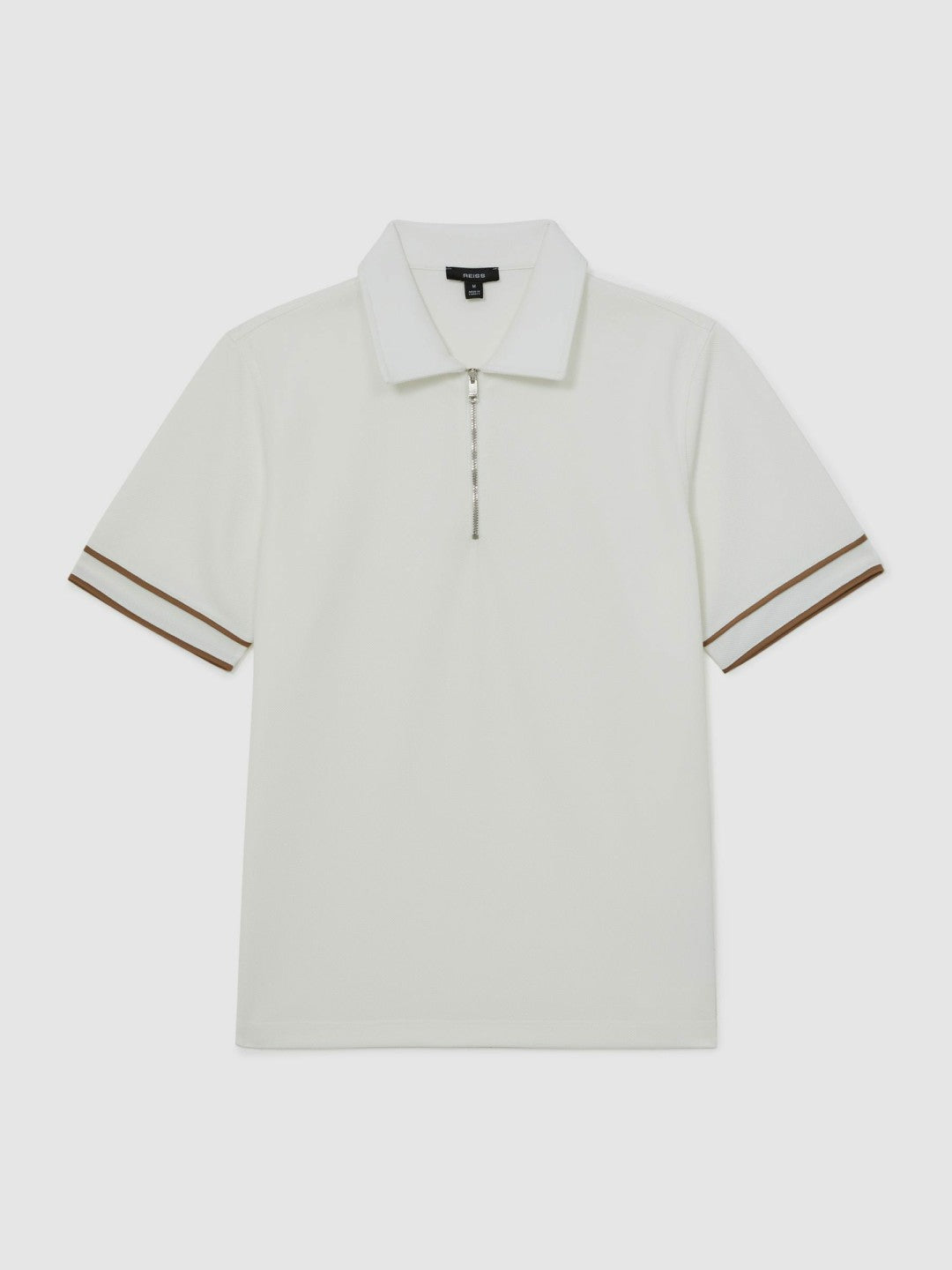 Textured Half-Zip Tipped Polo Shirt in White | Reiss Men Premium