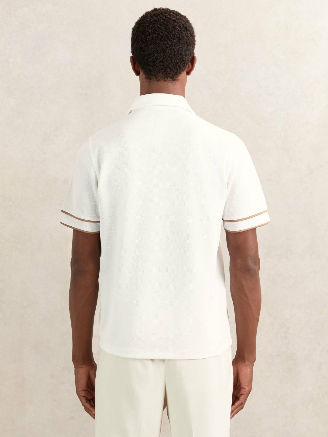 Textured Half-Zip Tipped Polo Shirt in White | Reiss Men Premium