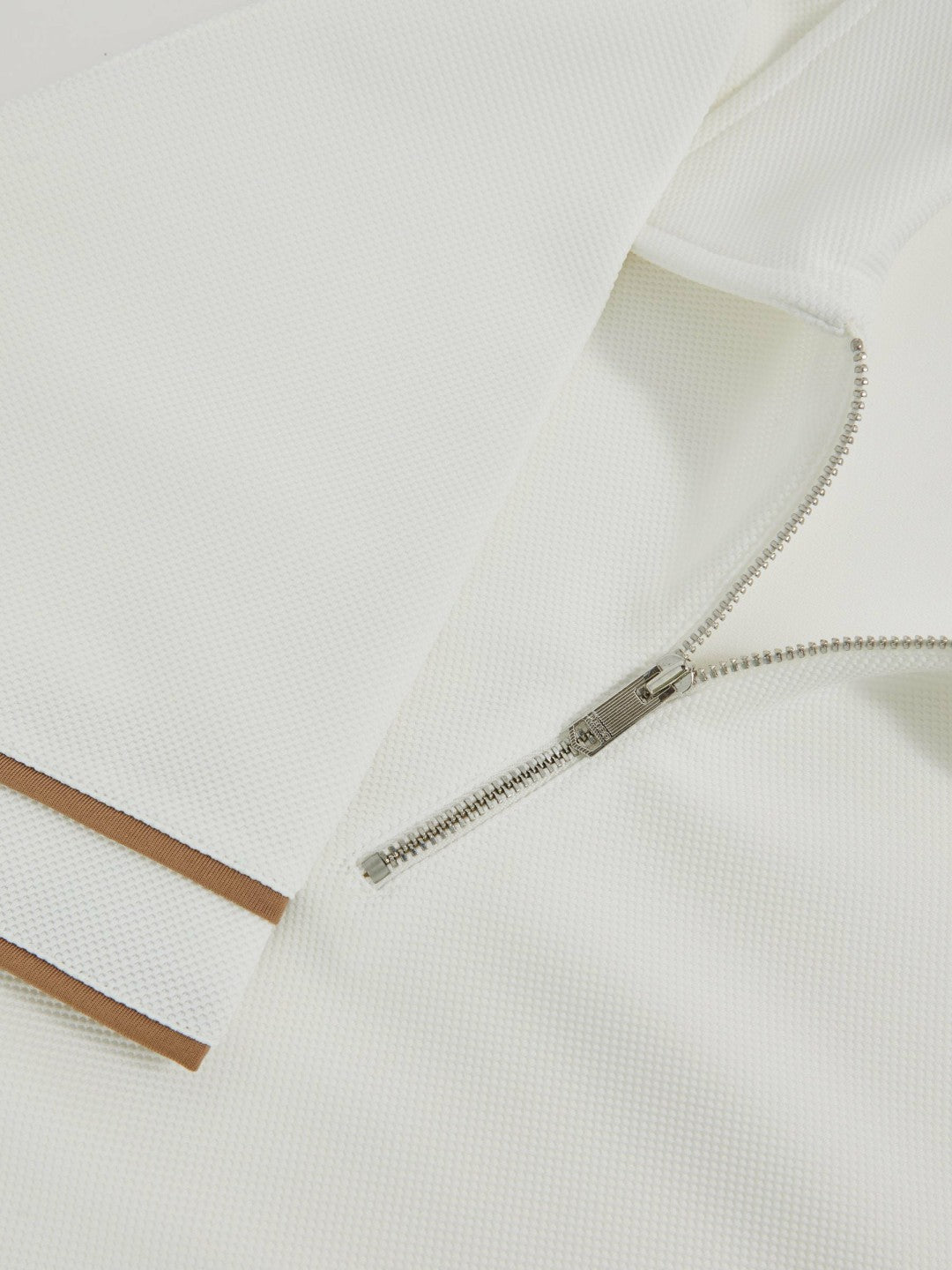 Textured Half-Zip Tipped Polo Shirt in White | Reiss Men Premium
