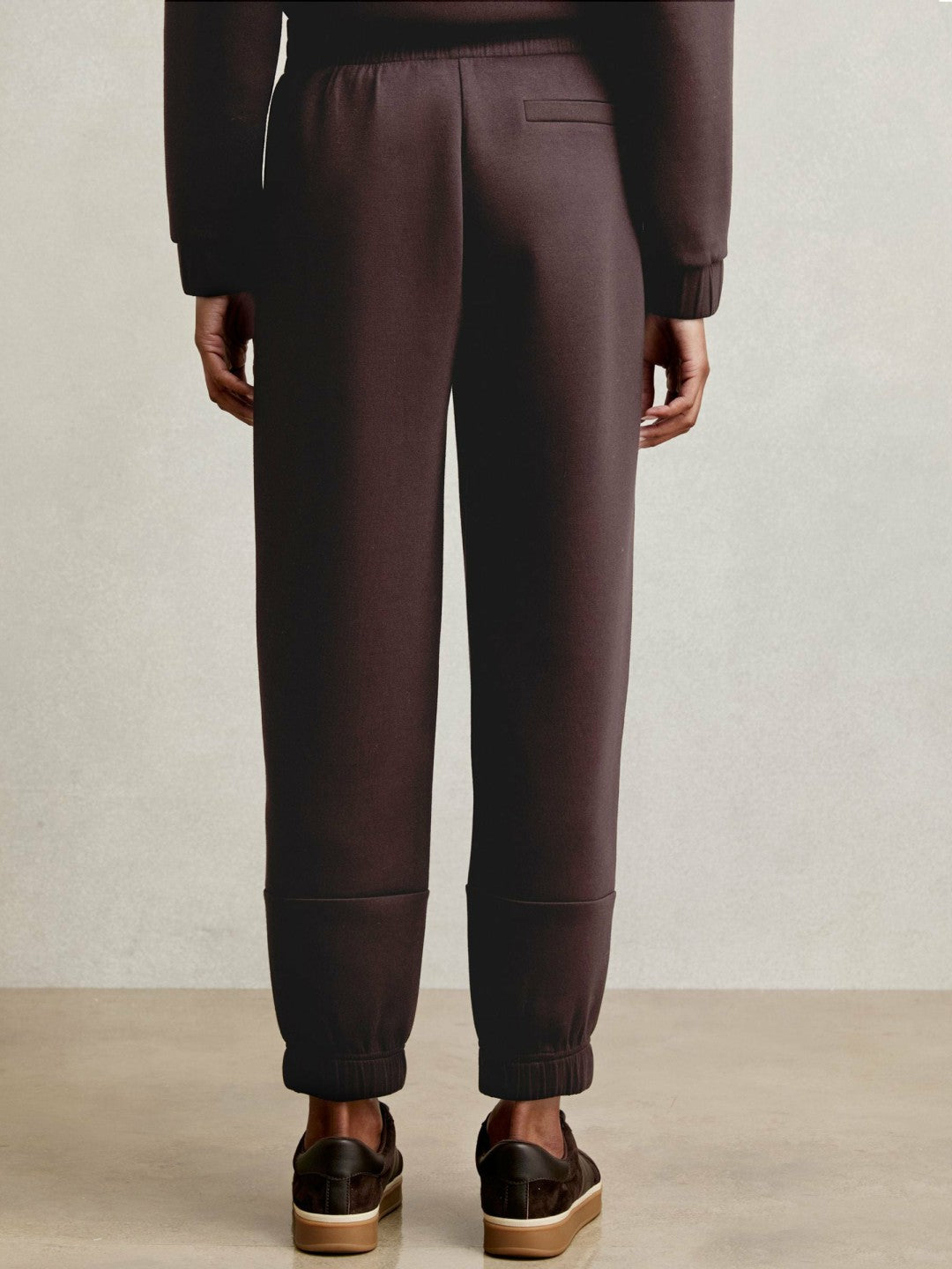 Tapered Elasticated-Waist Joggers in Plum | Reiss Women Premium