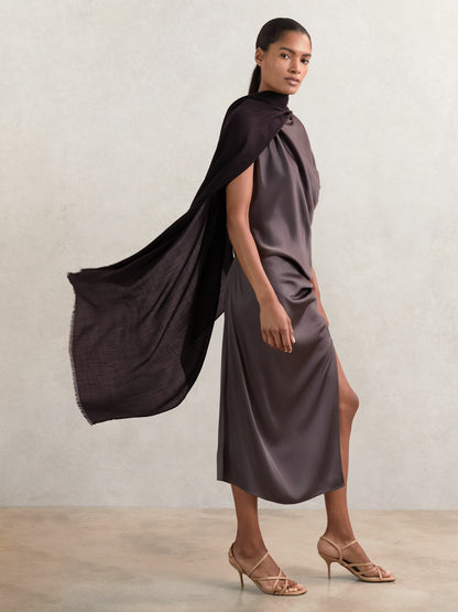 Wool-Cashmere Lightweight Scarf in Burgundy | Reiss Women Premium