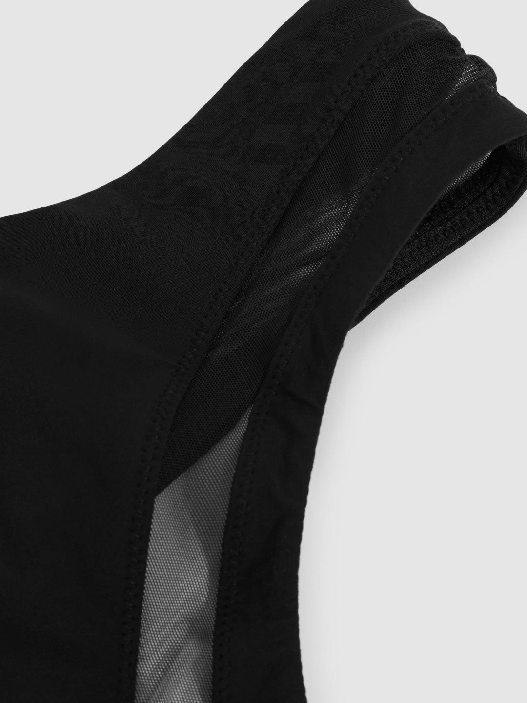 One Shoulder Mesh Panel Swimsuit in Black | Reiss Women Trending