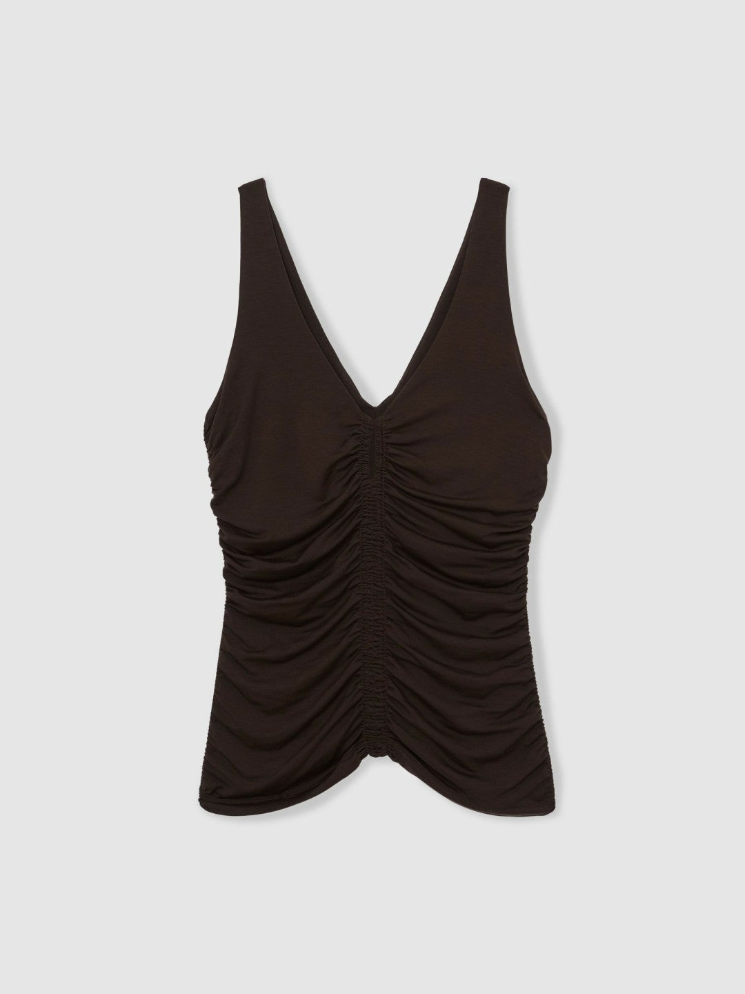 Stretch Lyocell Jersey Ruched Vest in Chocolate Brown | Reiss Women Premium