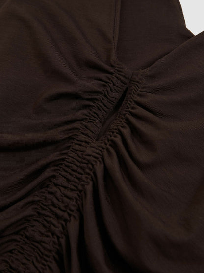 Stretch Lyocell Jersey Ruched Vest in Chocolate Brown | Reiss Women Premium