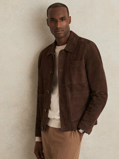 Jacket in Chocolate Brown | Reiss Men Trending