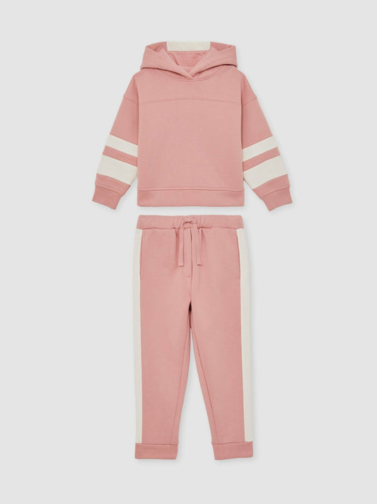 Cotton-Blend Joggers and Hoodie Set in Rose | Reiss Children & Baby Best Seller