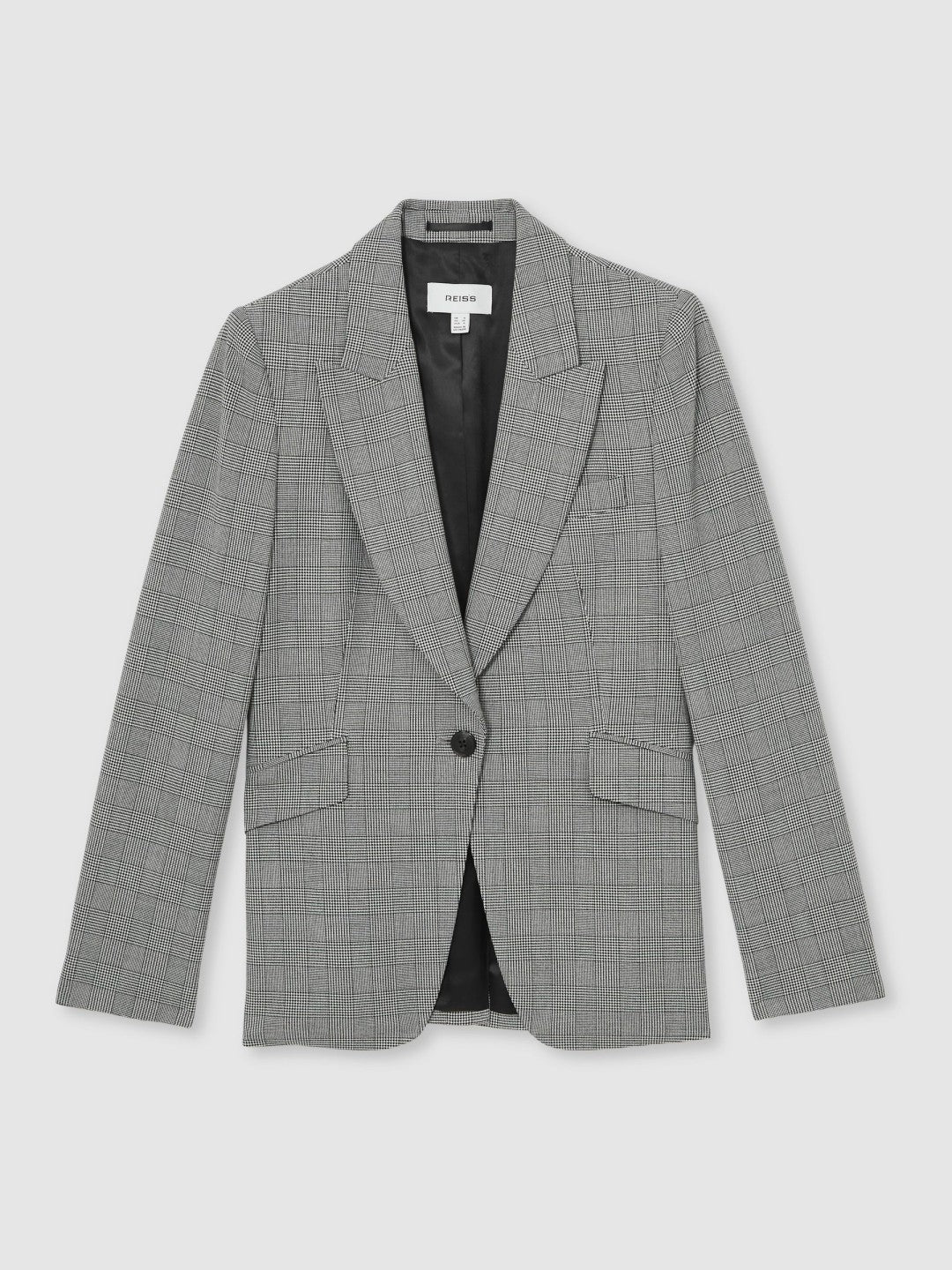 Single-Breasted Check Suit Blazer in Grey | Reiss Women Recommended