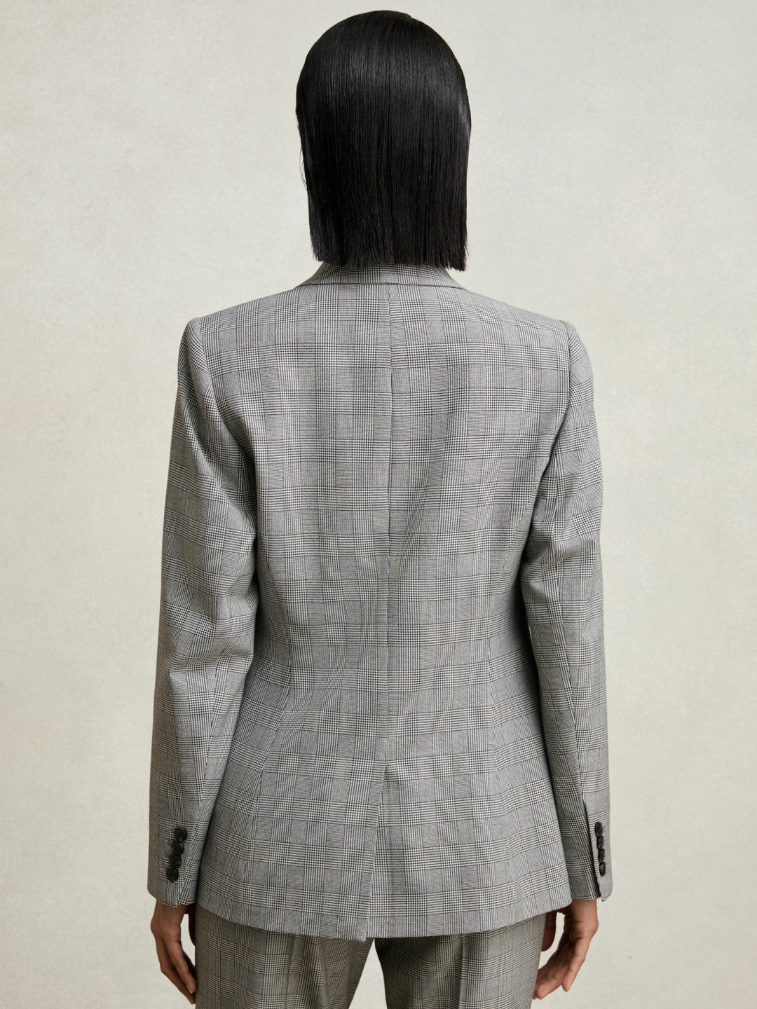Single-Breasted Check Suit Blazer in Grey | Reiss Women Recommended