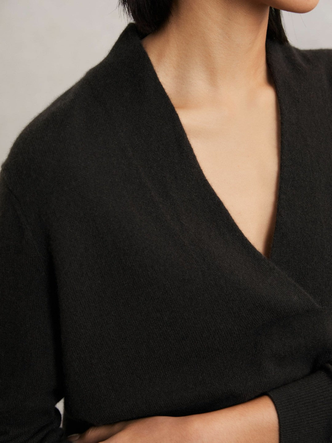 Cashmere V-Neck Jumper in Chocolate Brown | Reiss Women Featured