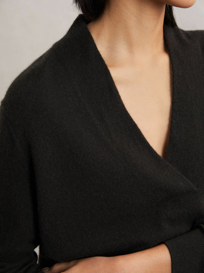 Cashmere V-Neck Jumper in Chocolate Brown | Reiss Women Featured