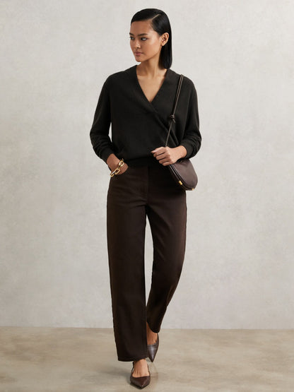 Cashmere V-Neck Jumper in Chocolate Brown | Reiss Women Featured