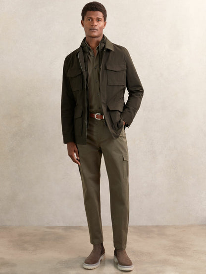 Removable-Gilet Safari Jacket in Green | Reiss Men Premium