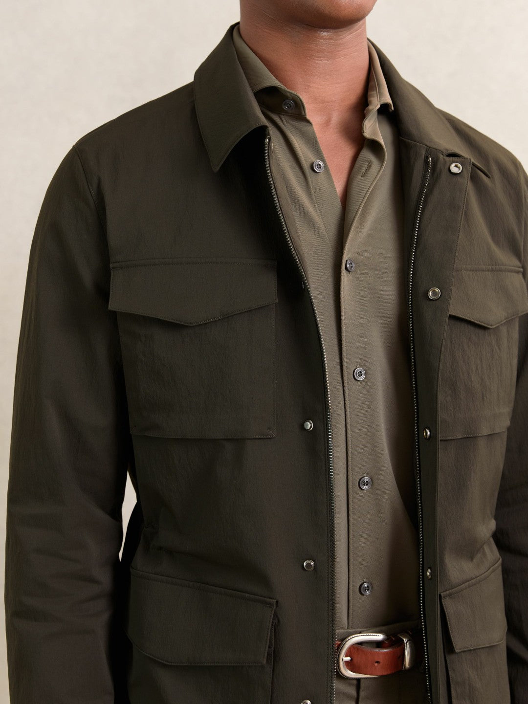 Removable-Gilet Safari Jacket in Green | Reiss Men Premium