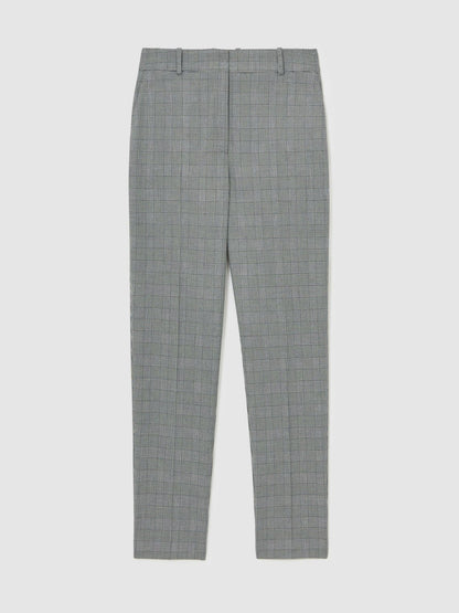 Petite Check Slim-Fit Suit Trousers in Grey | Reiss Women Exclusive