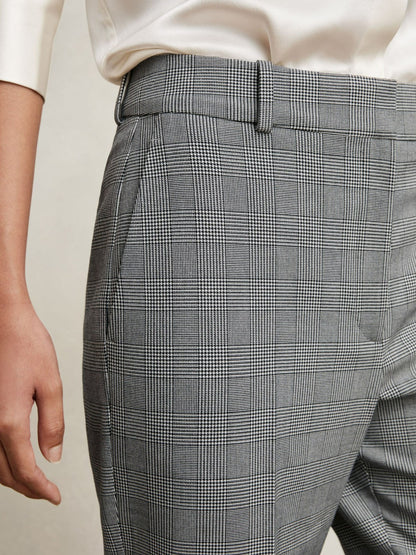 Petite Check Slim-Fit Suit Trousers in Grey | Reiss Women Exclusive