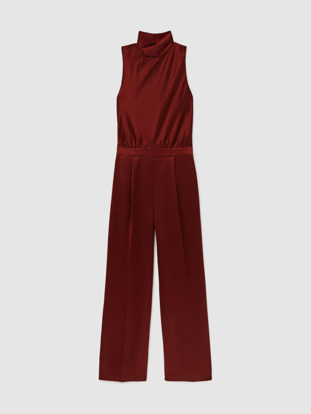 Petite Satin Cape-Sash Jumpsuit in Dark Red | Reiss Women Trending