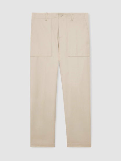 Lyocell Cotton Wide Utility Trousers in Ecru | Reiss Men Popular