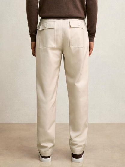 Lyocell Cotton Wide Utility Trousers in Ecru | Reiss Men Popular