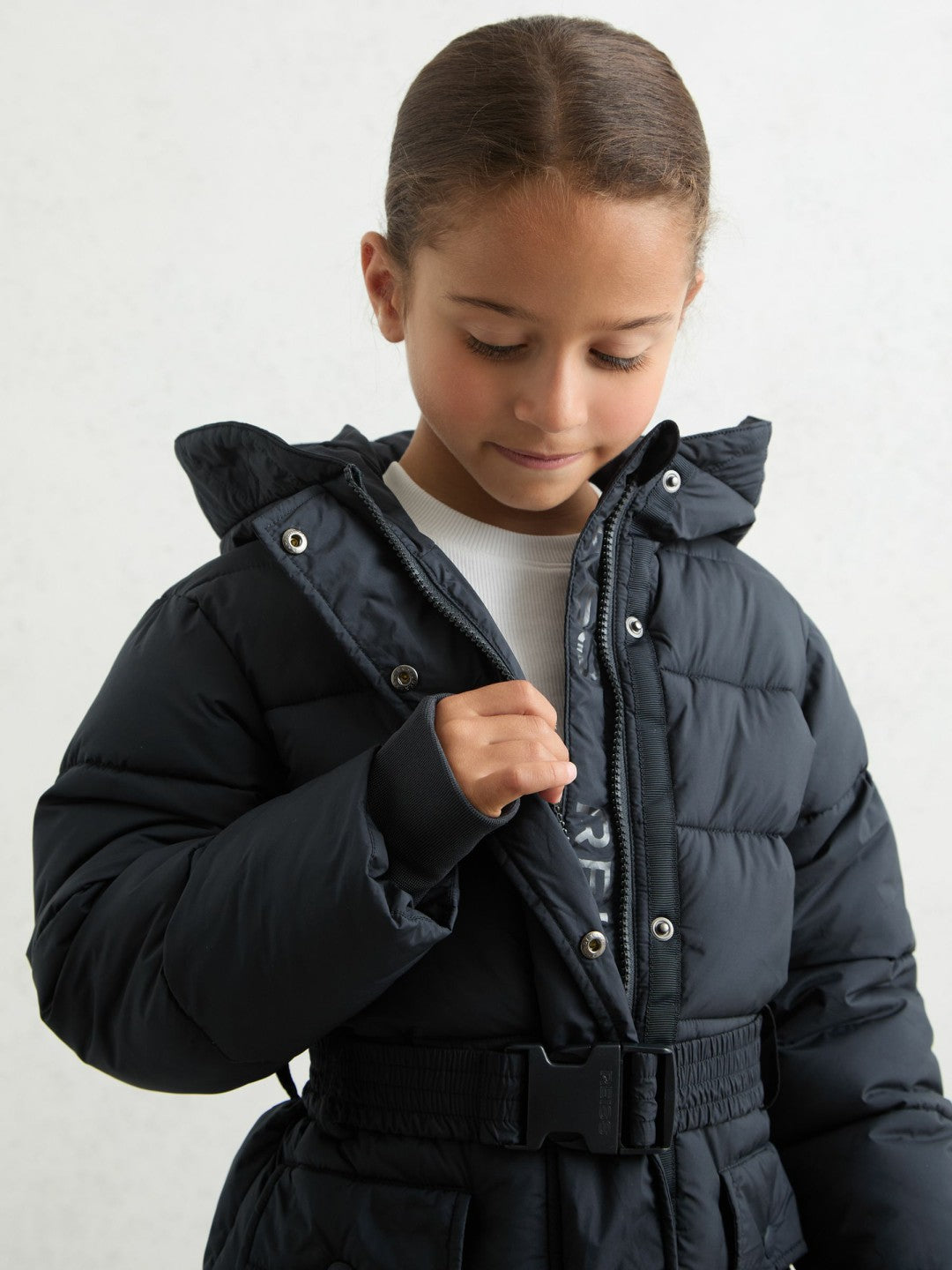 Longline Hooded Puffer Coat in Navy | Reiss Children & Baby Featured