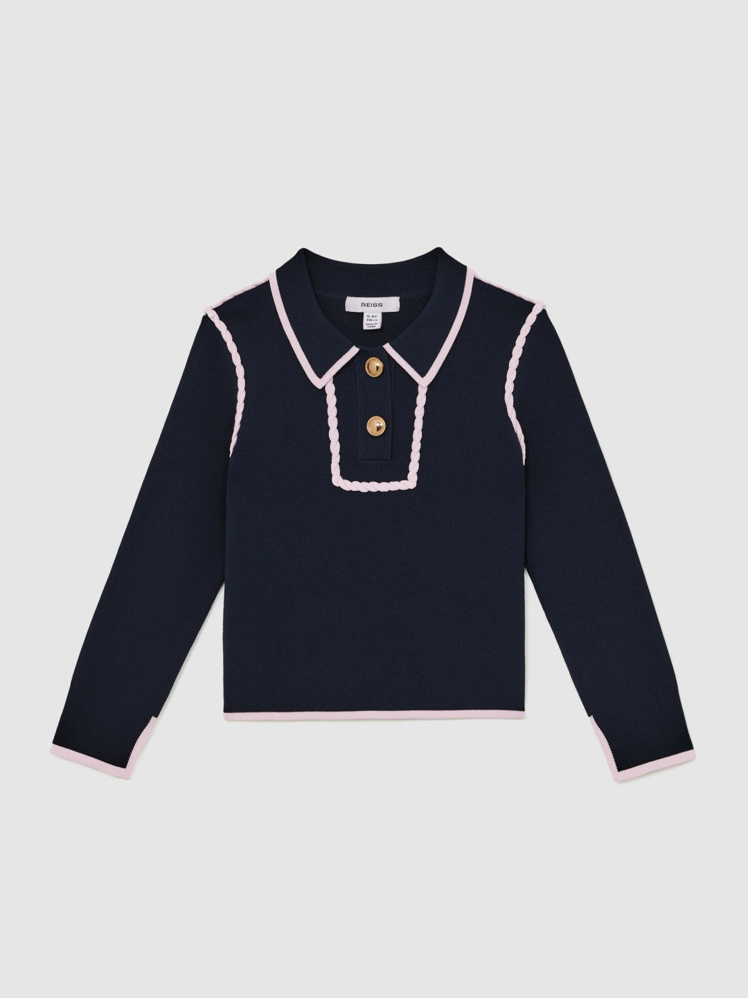 3-9 yrs Piped Knitted Collar Top in Navy | Reiss Children & Baby Popular
